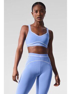 ALO Yoga crystal Blue Seam-Trim Sports Bra & Leggings Set